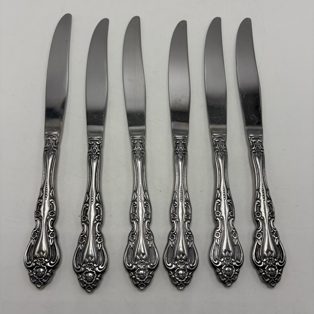 Oneida Michelangelo Dinner Knives Stainless Lot of 6 Silverware
